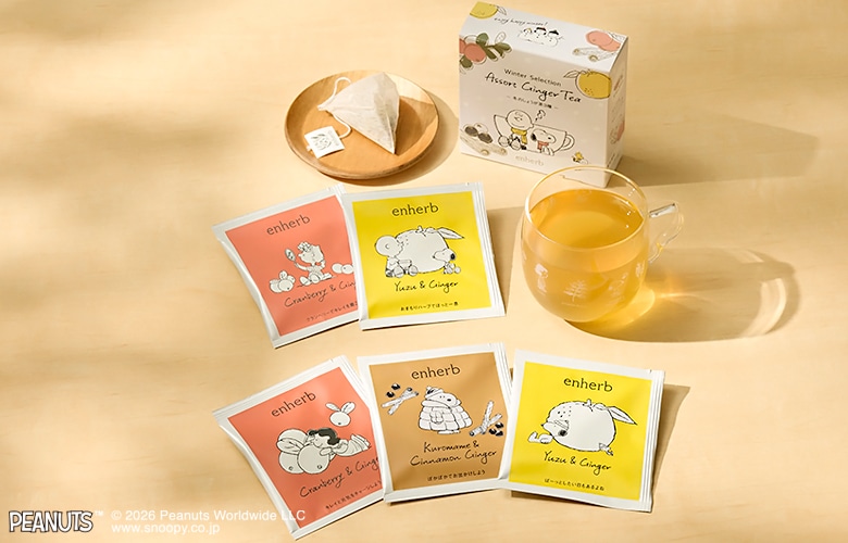 PEANUTS 冬のしょうが茶3種アソートティーバッグ
